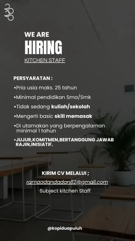 DIBUTUHKAN CEPAT CREW KITCHEN