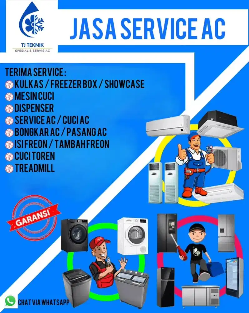 Service AC, Kulkas, Showcase, Mesin Cuci, Dispenser 24 Jam Bergaransi