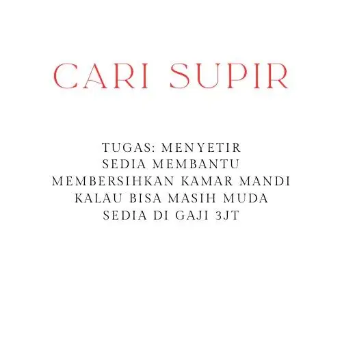 Lowongan supir pribadi