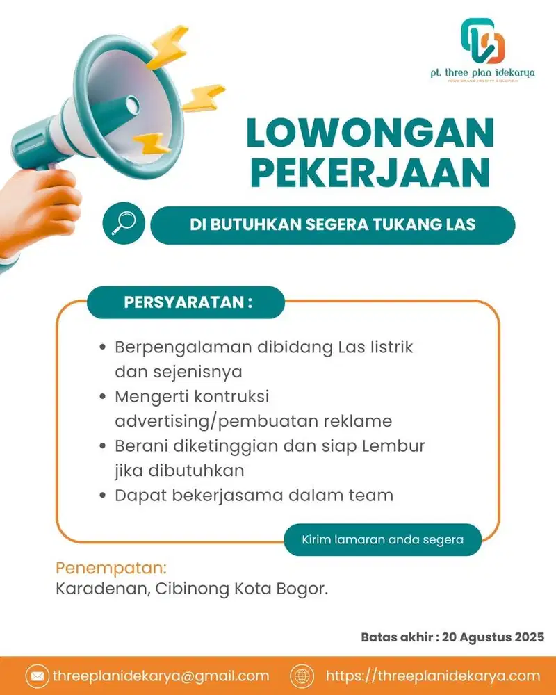 lowongan pekerjaan husus bogor hanya meneima kirim cv
