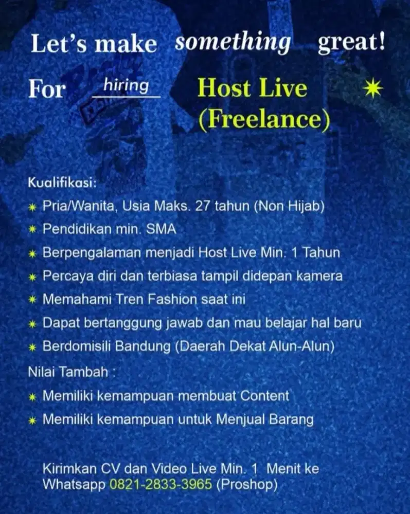 DICARI HOST LIVE TIKTOK SHOPEE