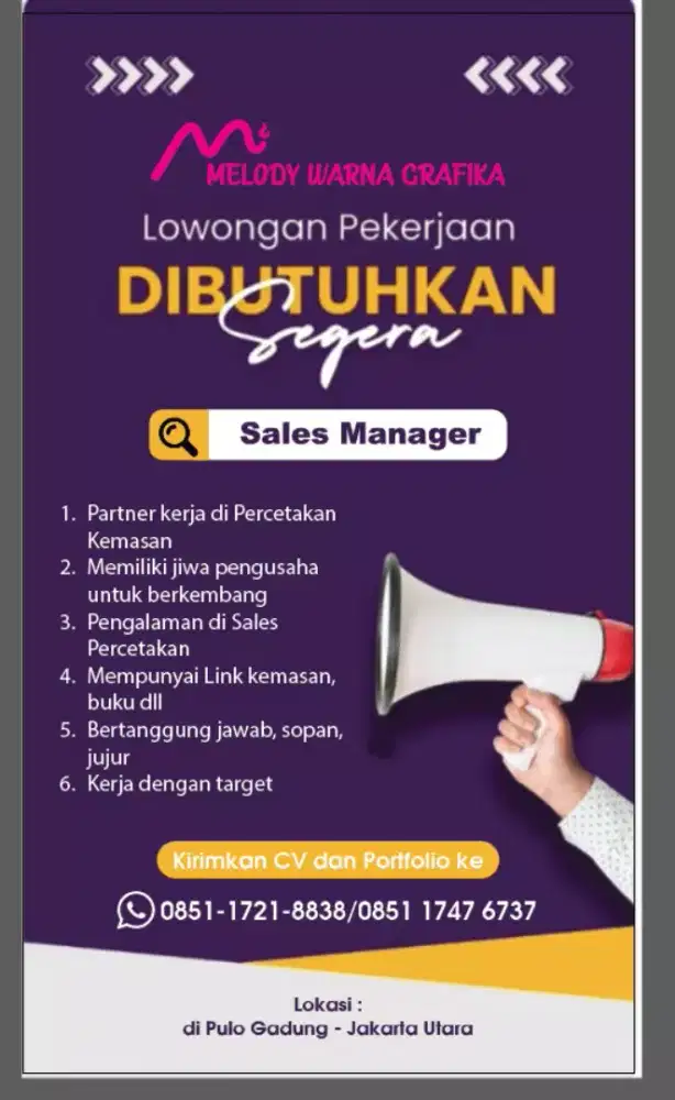 Lowongan Sales Manager