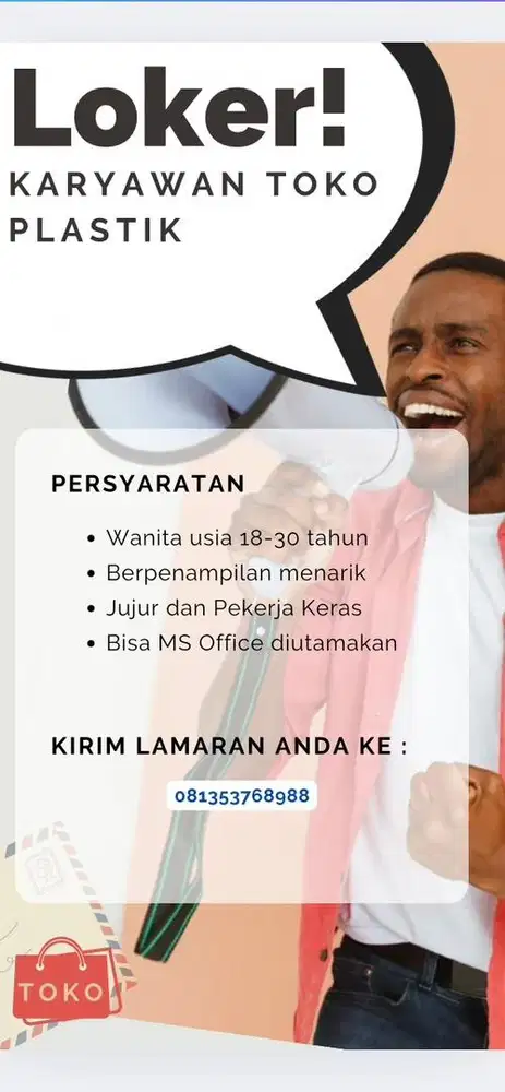 DIBUTUHKAN SEGERA KARYAWAN TOKO PLASTIK
