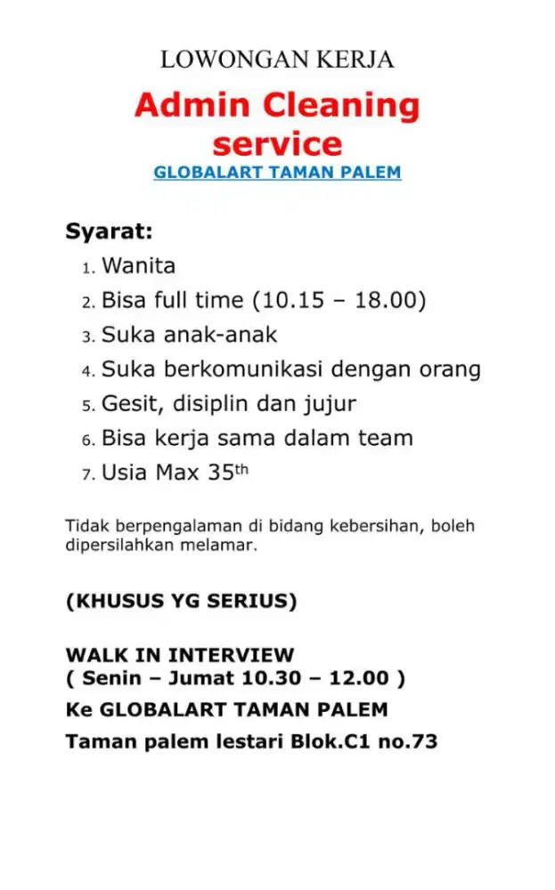 Admin Cleaning servis