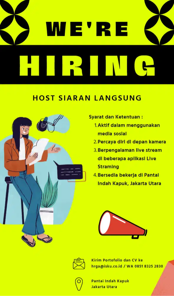 Dicari Host Live Streaming & KOL Specialist