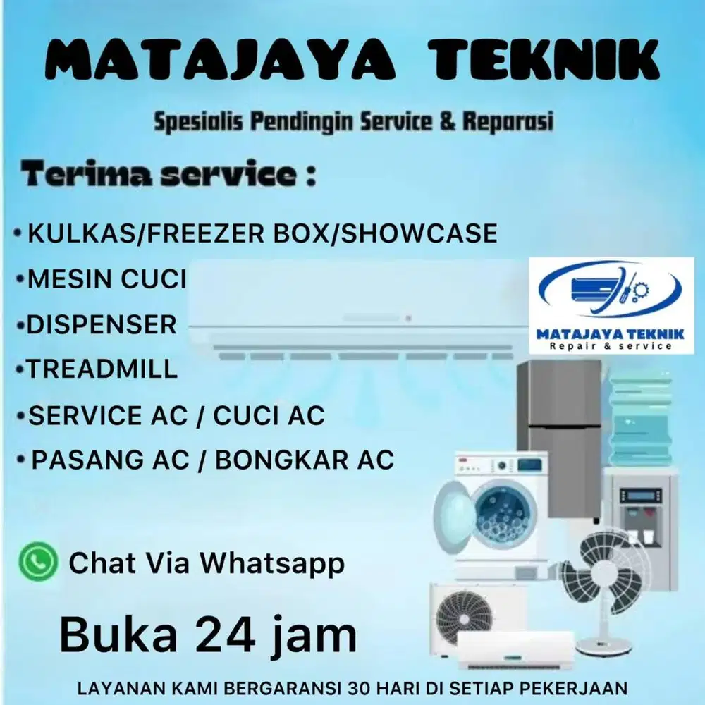 service ac bongkar pasang ac treadmill kulkas mesin cuci pompa air CND