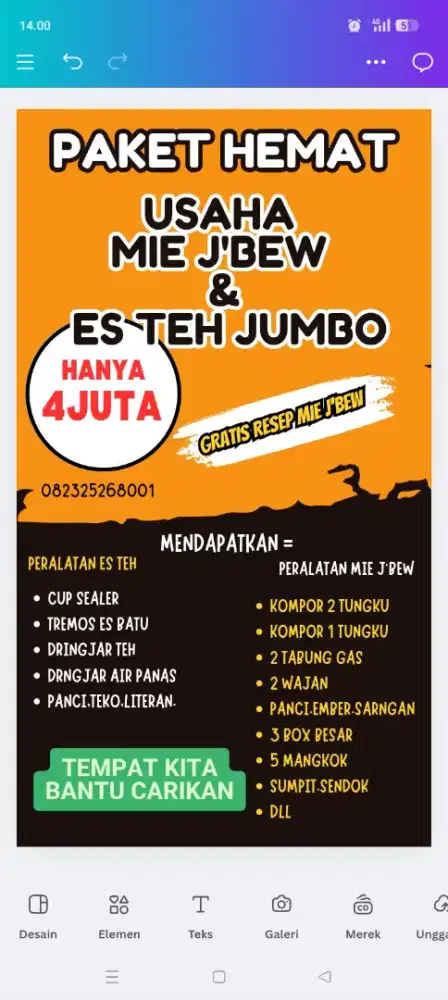 PELUANG USAHA MIE JEBEW DAN ES TEH JUMBO