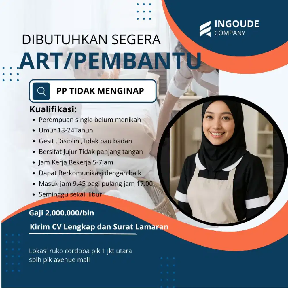 Dicari Cepat ART PP tdk menginap