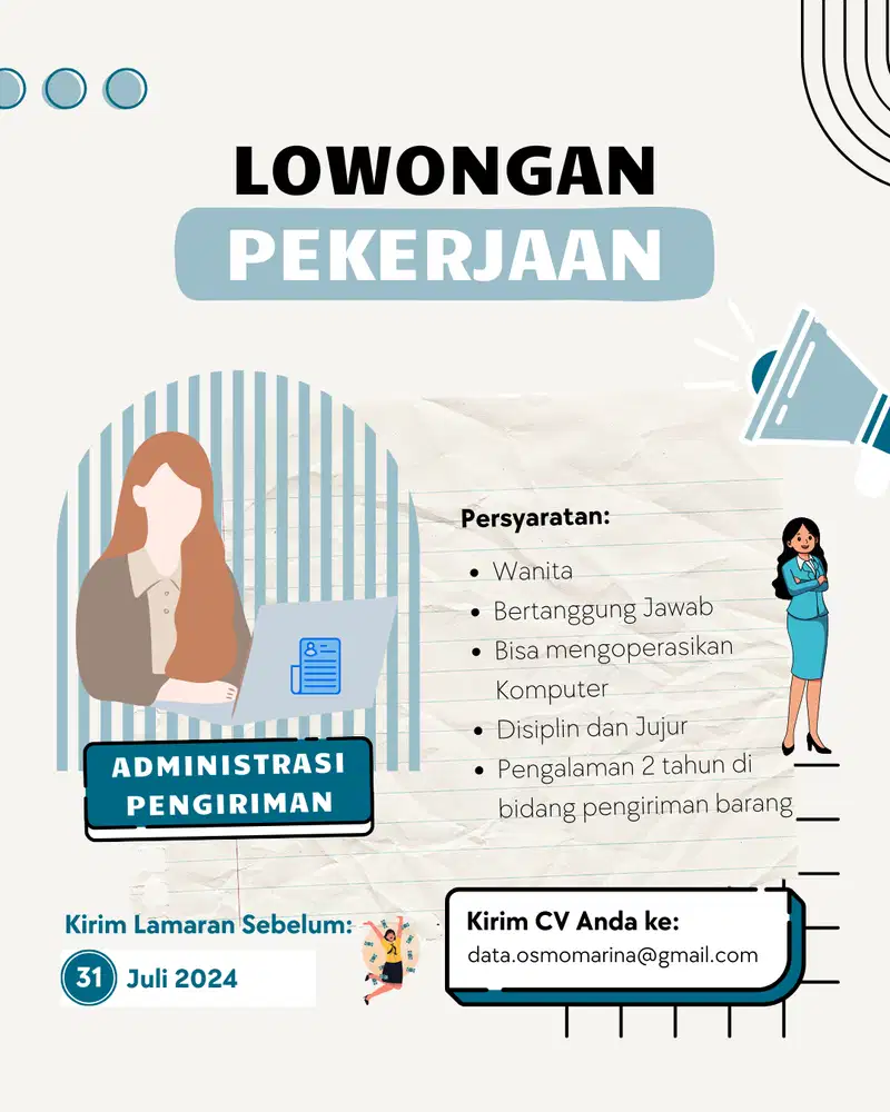 LOWONGAN Admin Pengiriman @ Kemayoran Jakarta Pusat (Butuh Secepatnya)