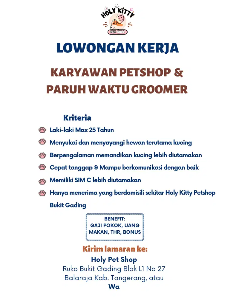 Lowongan Kerja Karyawan Petshop