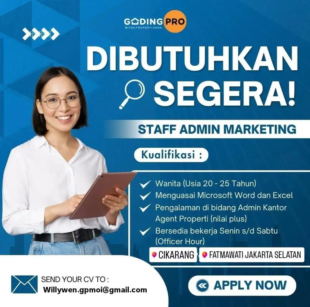 LOWONGAN PEKERJAAN ADMIN MARKETING