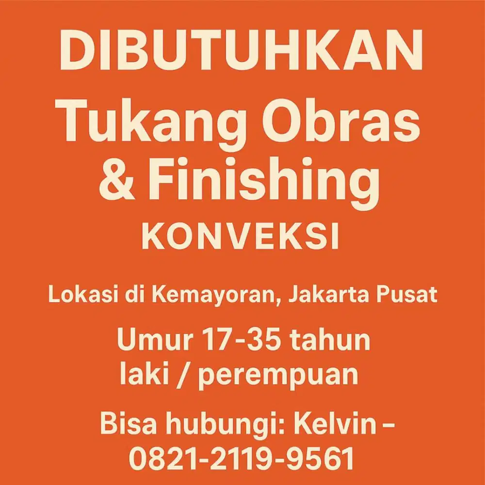 Jasa LOKER Tukang Obras & Finishing Baju