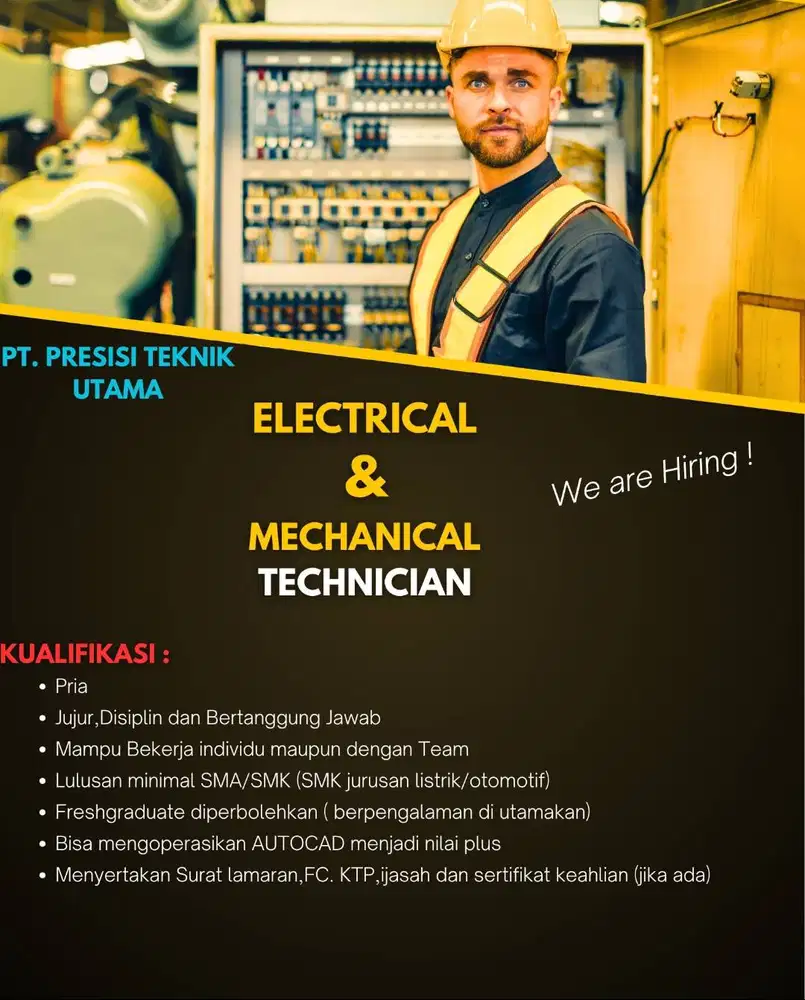 lowongan kerja electrical & mechanical engineer