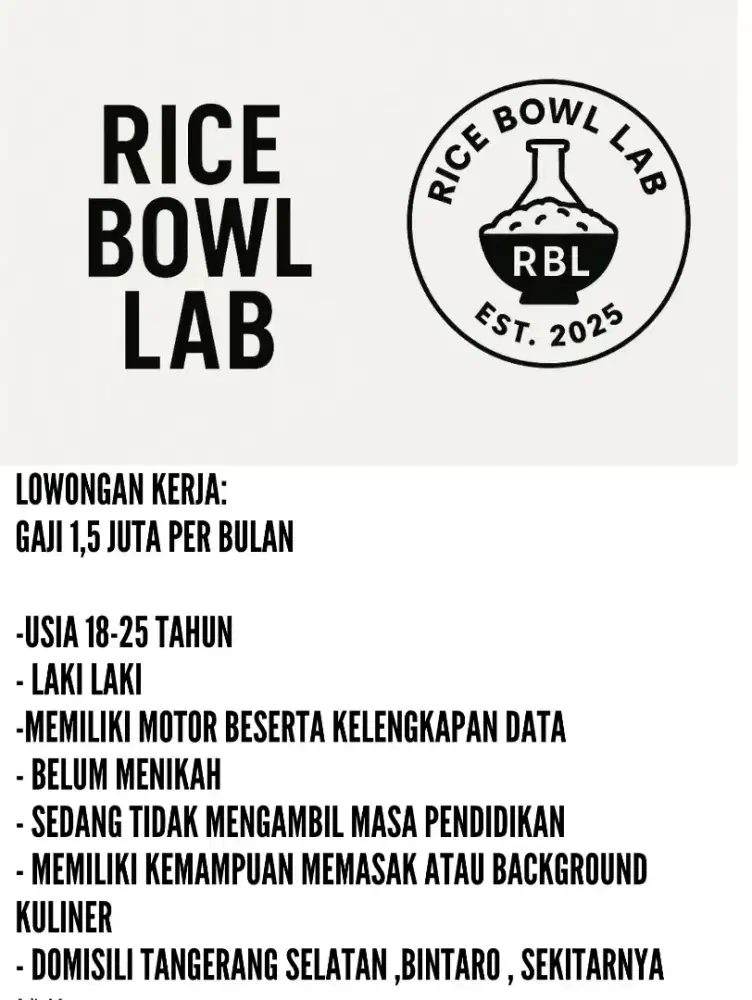 Lowongan Kuliner Dibutuhkan cook helper