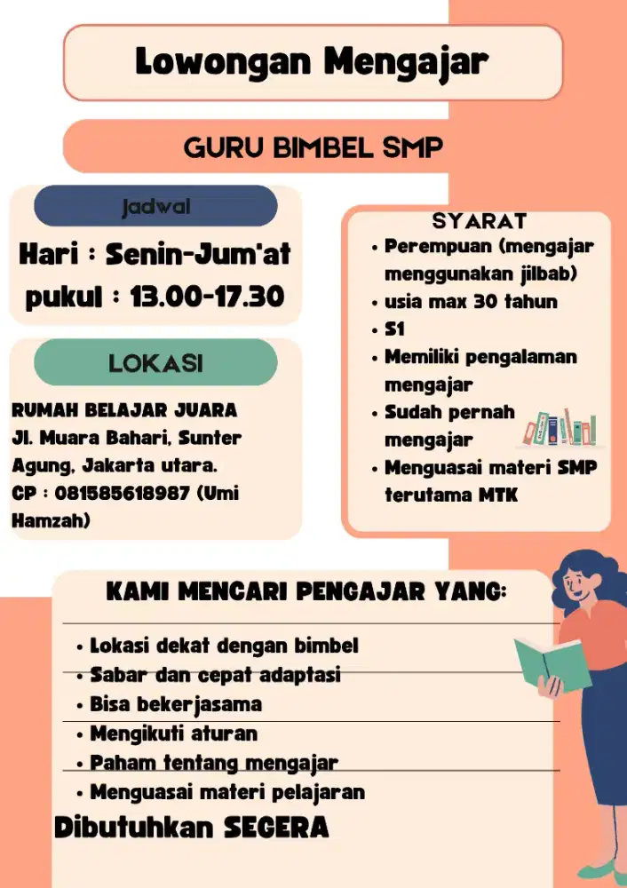 LOWONGAN PENGAJAR BIMBEL SMP