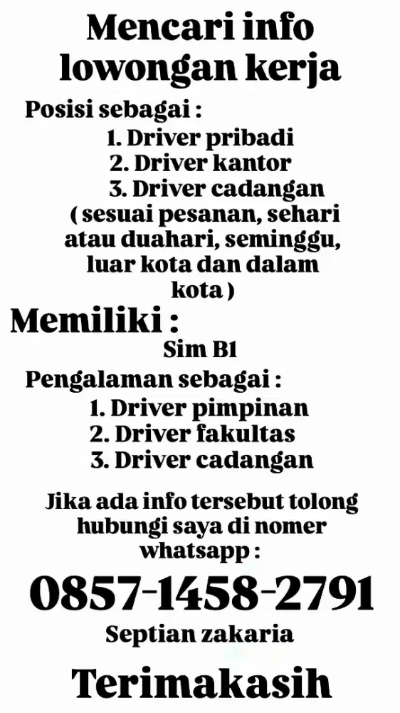 Cari kerja driver