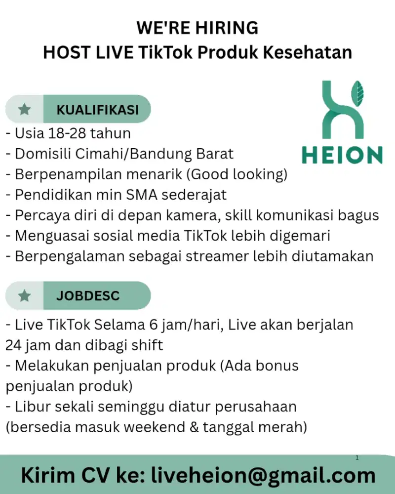 Host Live TikTok Produk Kesehatan