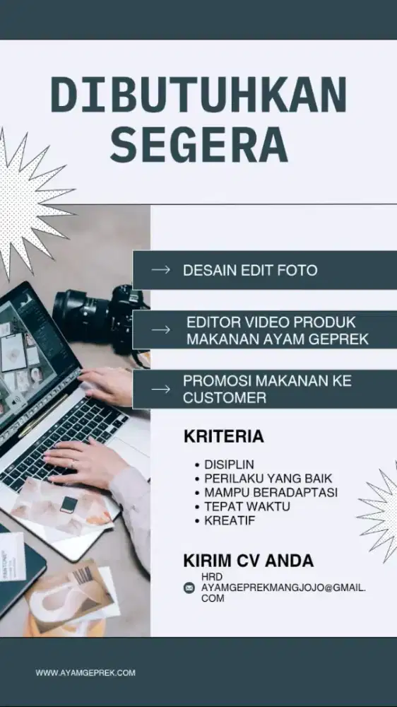 Lowongan kerja Ayam Geprek Mang Jojo