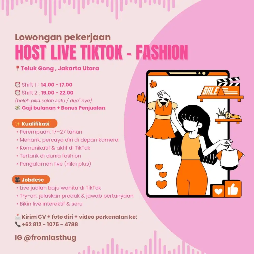 LOWONGAN KERJA LIVE TIKTOK FASHION