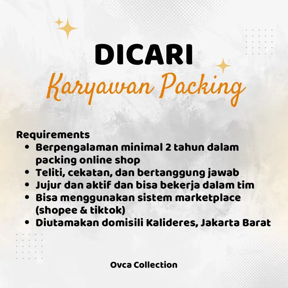 DICARI Karyawan Packing Online Shop