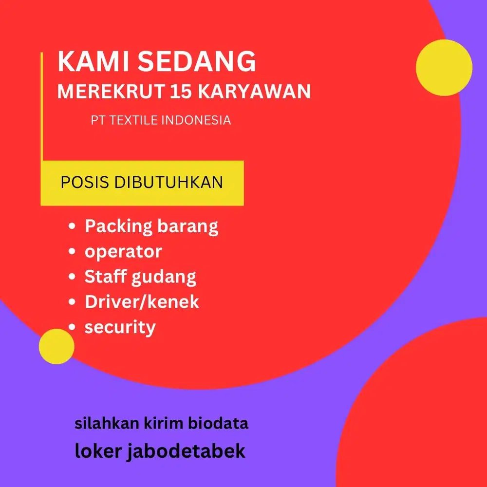 Loker jabodetabek 2025 terkini