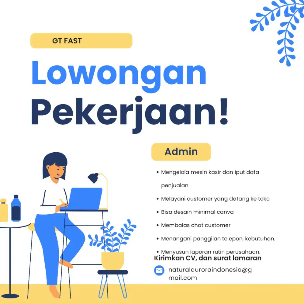 Lowongan Admin Wanita atau Pria