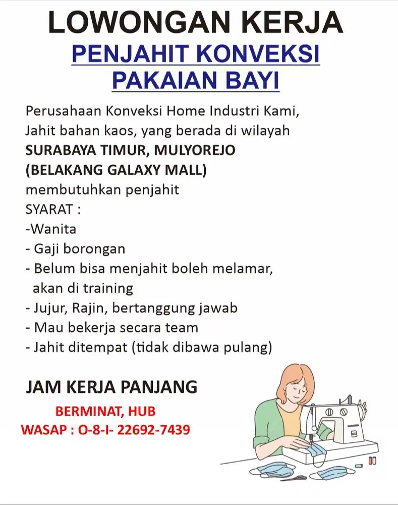 LOWONGAN PENJAHIT