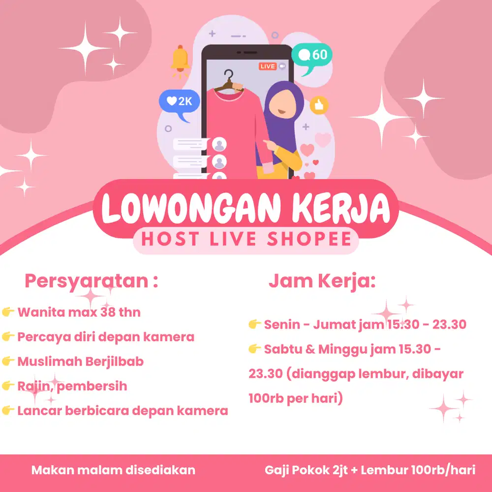 Lowongan Kerja Host Live Streaming Shopee Shift Sore-Malam