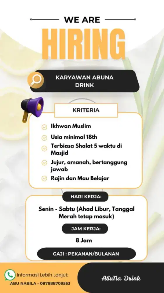 Membuka lowongan pekerjaan buat laki2