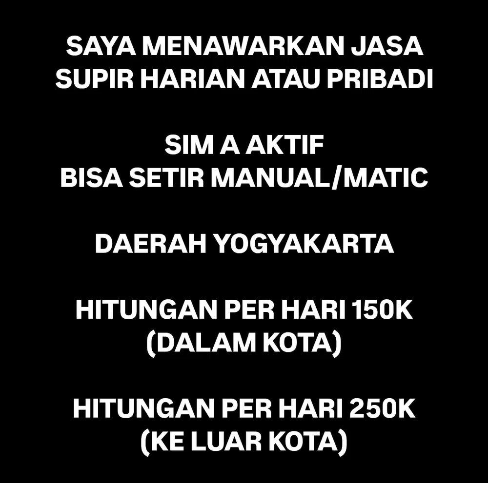 LELAH SETIR MOBIL SEHARIAN? PAKAI JASA SAYA SAJA!!