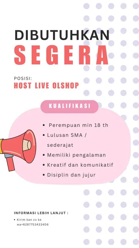 Lowongan kerja host live