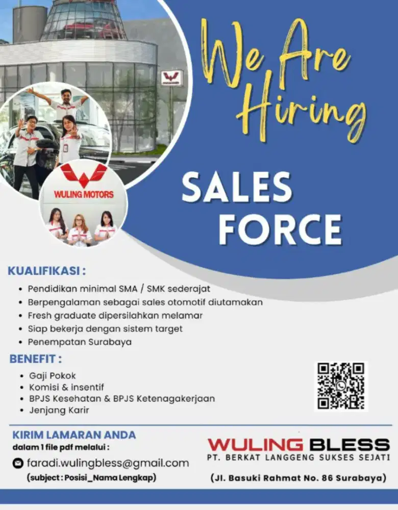 LOWONGAN KERJA SALES FORCE AUTOMOTIVE WULING