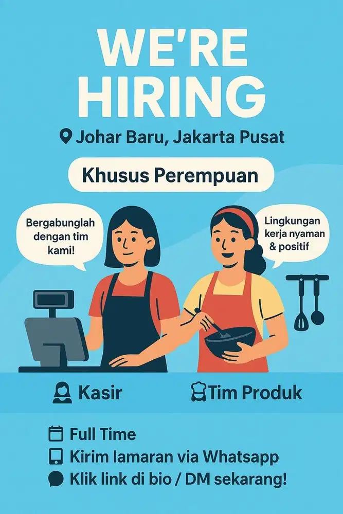 Lowongan kerja kasir dan produk khusu perempuan