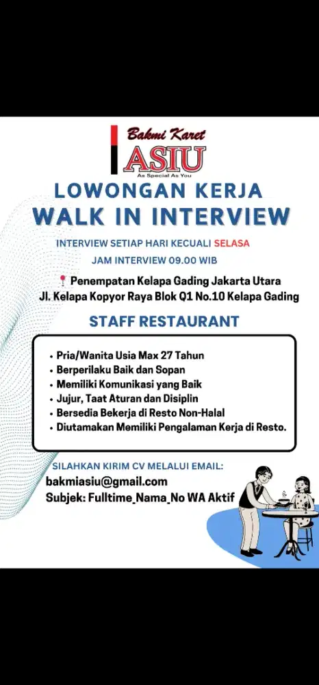 Lowongan Staff Restaurant Non-Halal