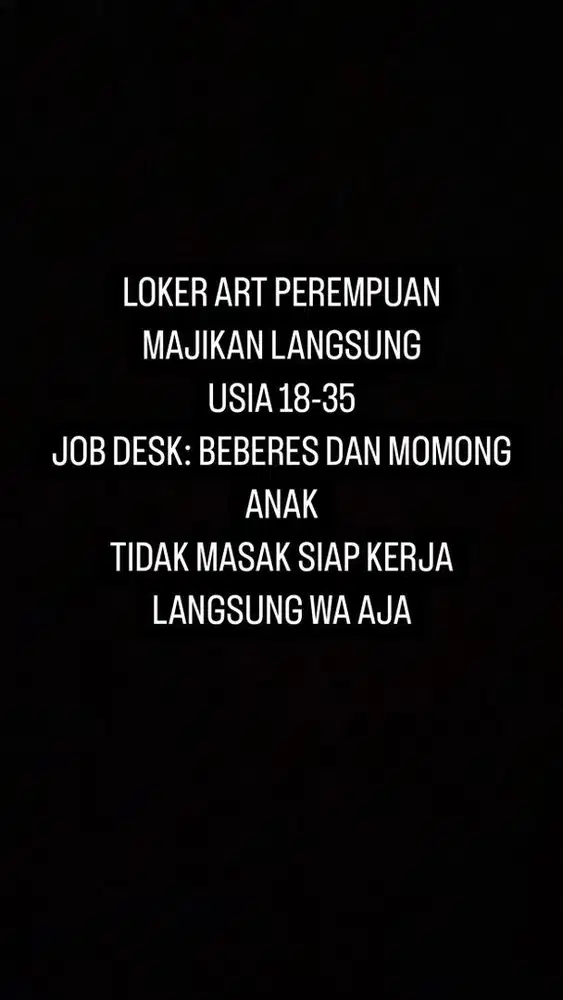 LOKER ART DAN MOMONG LOWONGAN KERJA ART DAN MOMONG