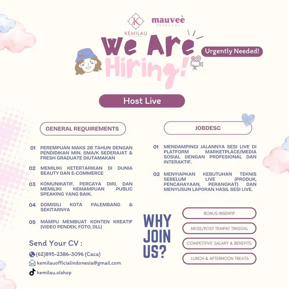 LOKER ADMIN DAN HOST