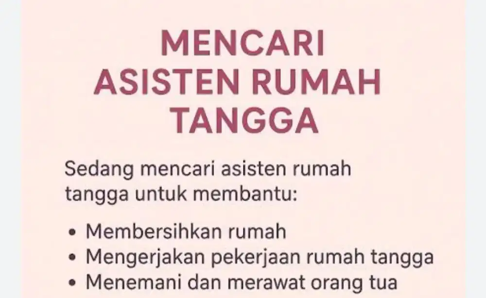 Lowongan Asisten Rumah Tangga