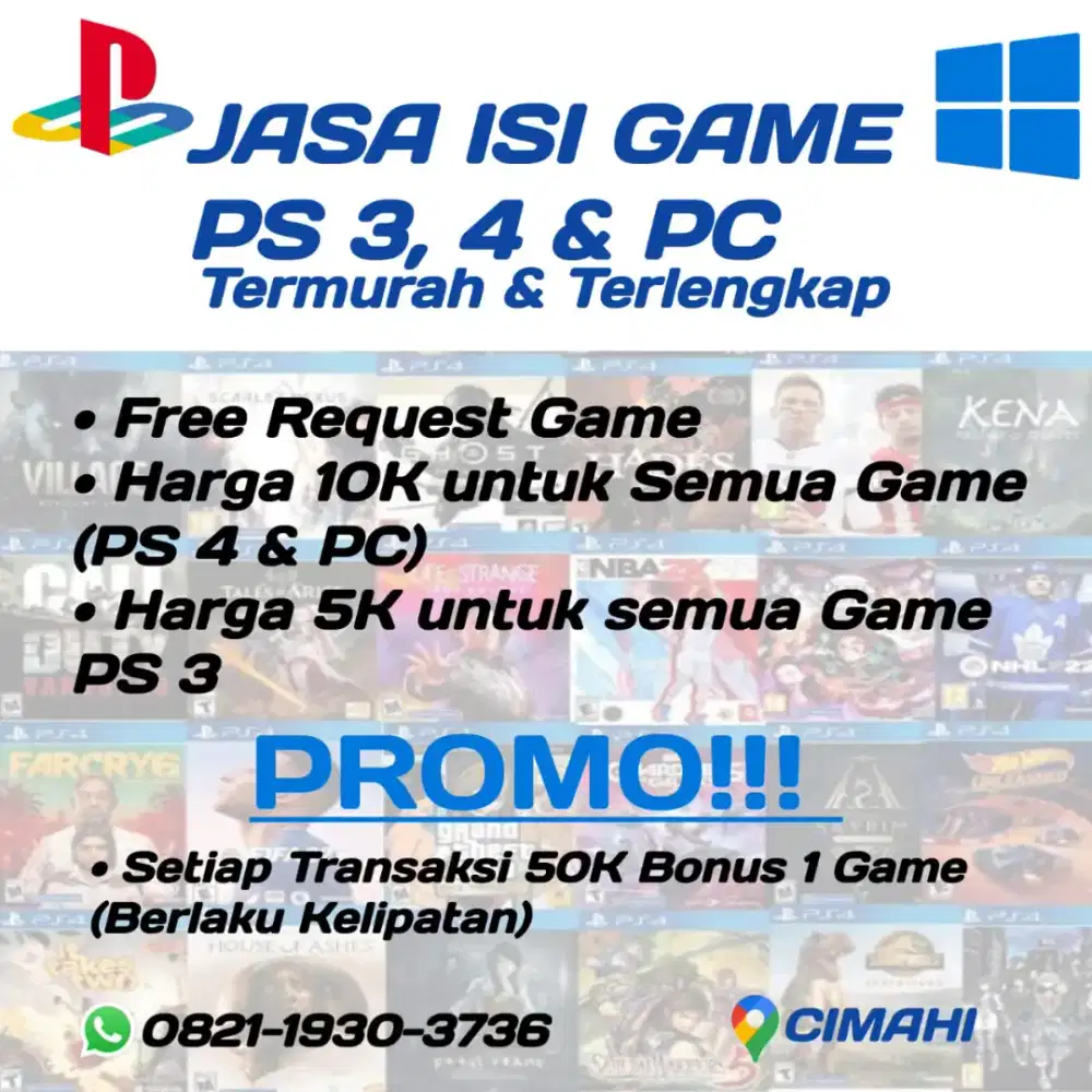 Jasa isi game Ps 4 hen murah cimahi gas promo