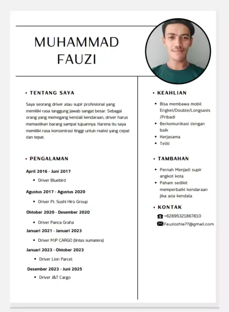 Nyari kerjaan Driver