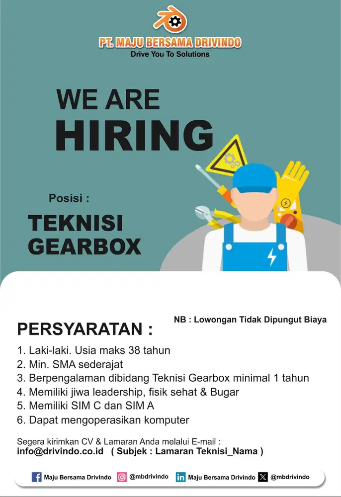 LOWONGAN TEKNISI GEARBOX