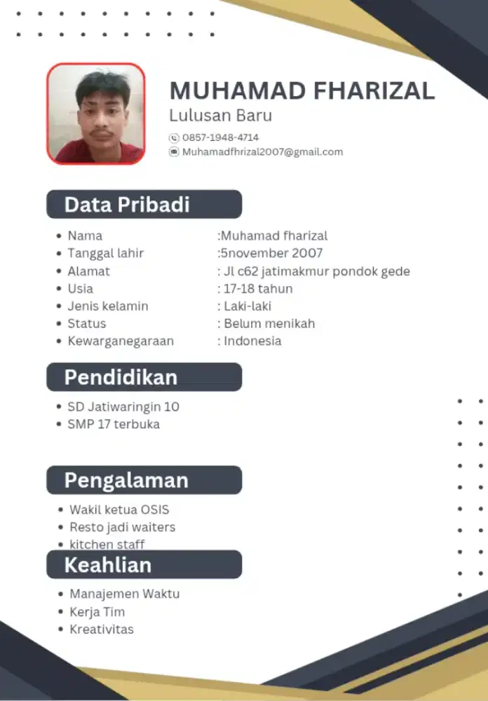 Pengalaman resto bidang waiters dan kitchen staff steward