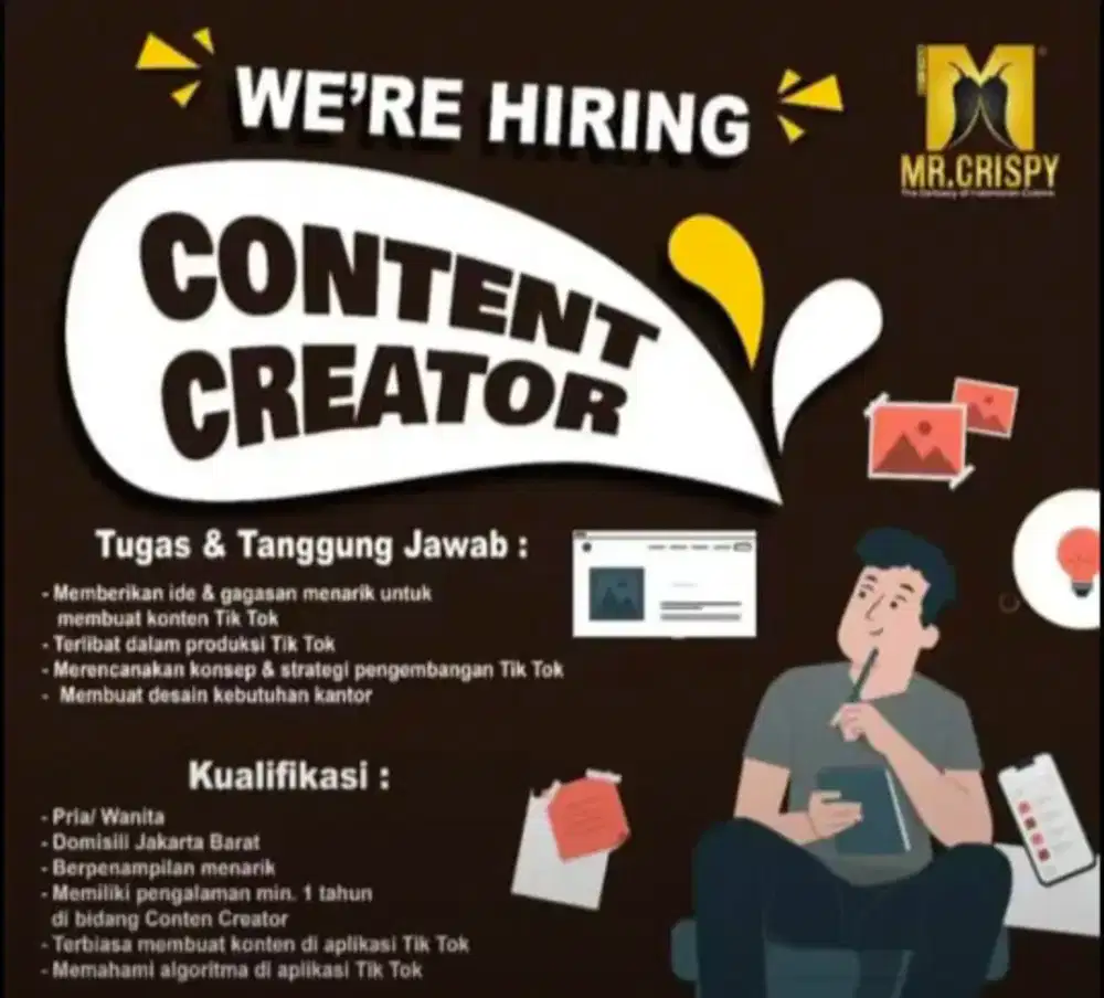 DIBUTUHKAN LOWONGAN KERJA POSISI CONTENT CREATOR