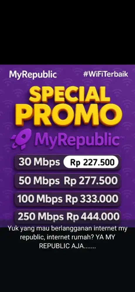 Promo pemasangan free instalasi internet myrepublic