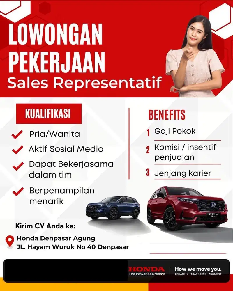 Dicari seles marketing mobil honda