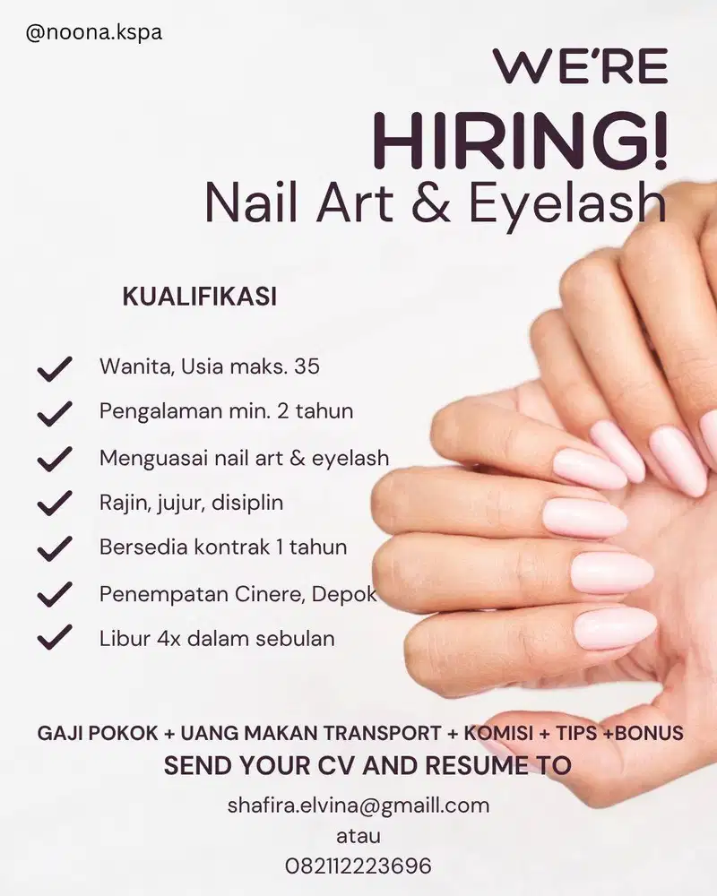 Lowongan Kerja Beautician Nail Art & Eyelash