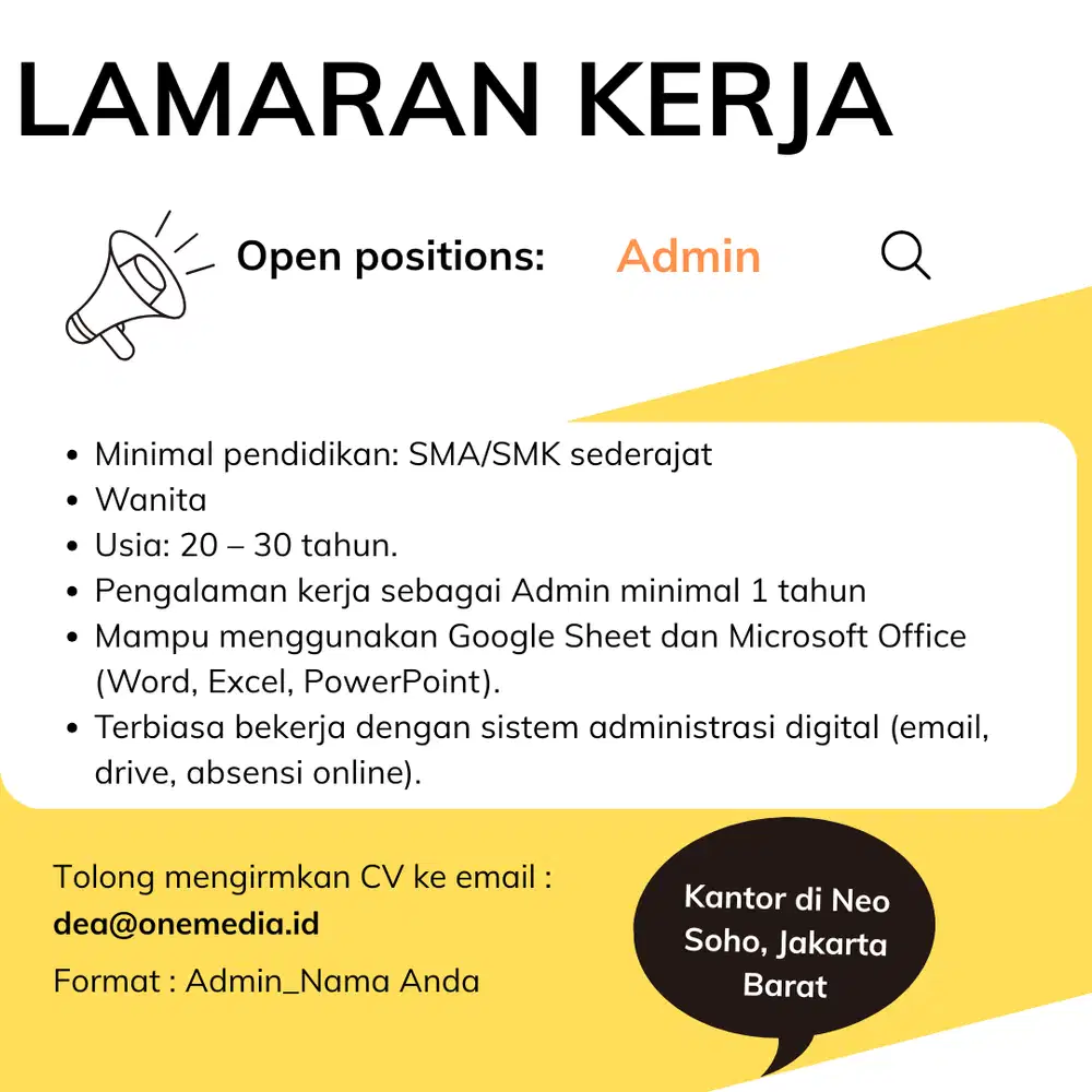Lowongan Kerja Admin Jakarta Barat