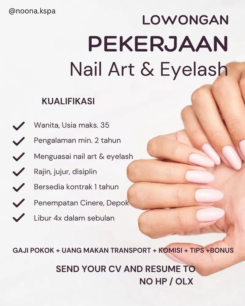 Dicari Beautician Nail & Eyelash