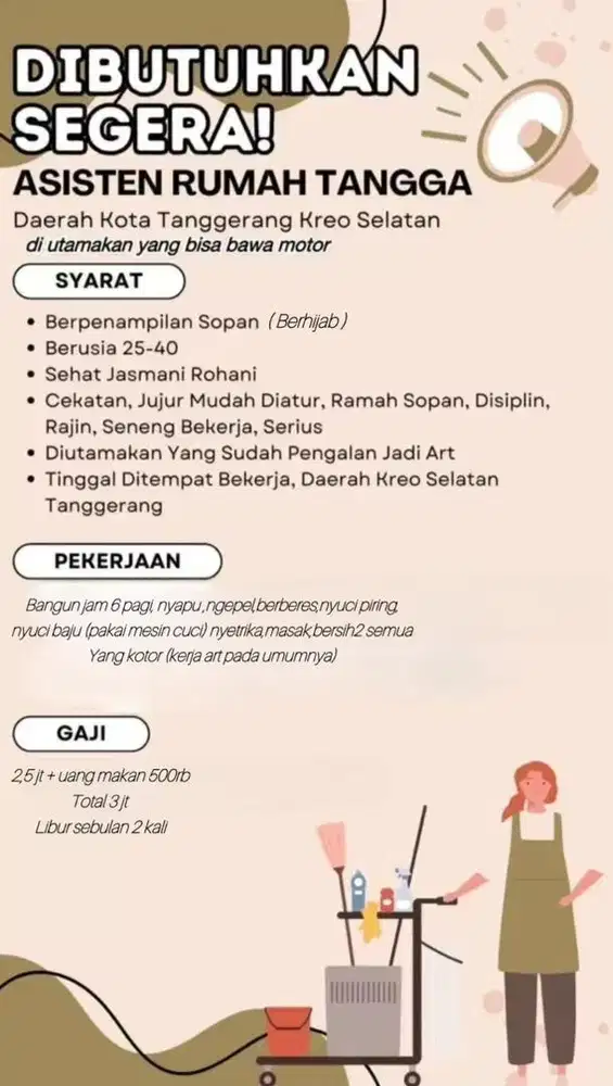 DICARI ART SEGERA YANG SESUAI KRITERIA