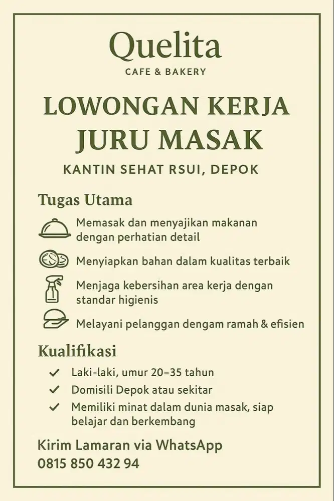 Lowongan Kerja Juru Masak