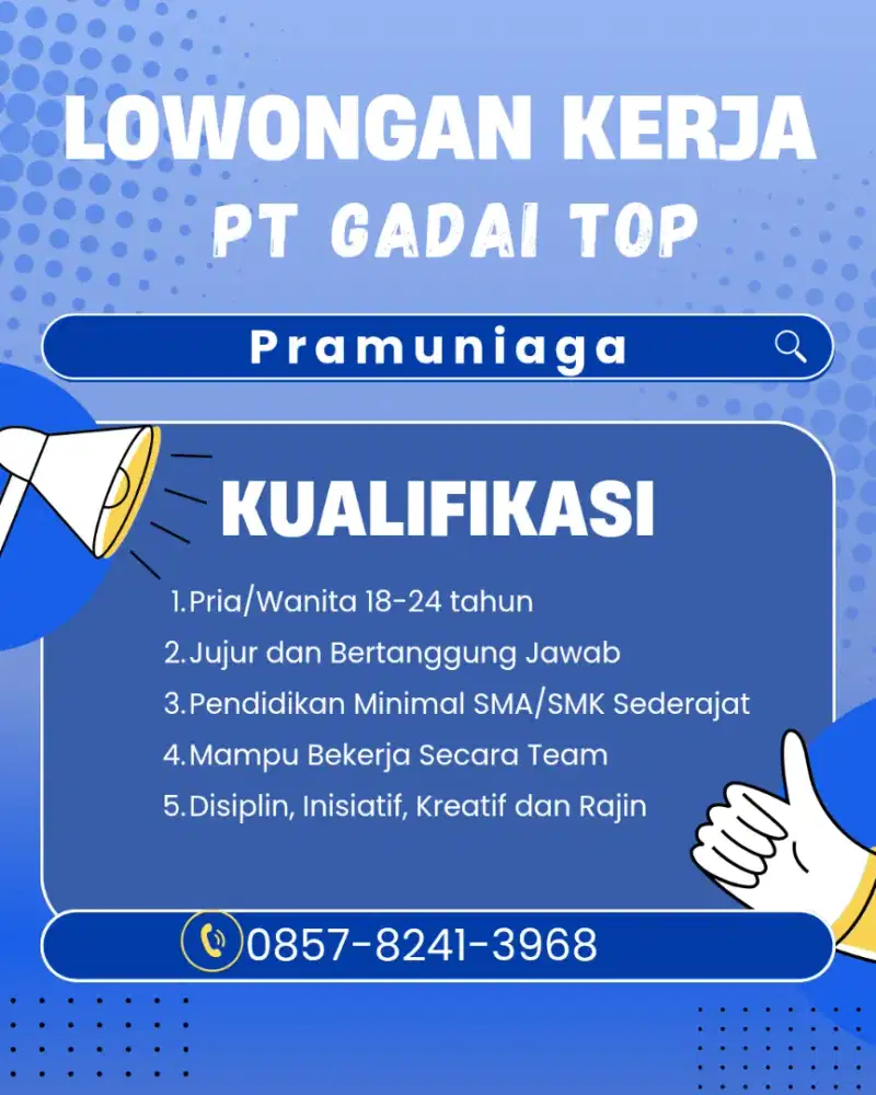 Lowongan kerja PT. Gadai Top Indonesia